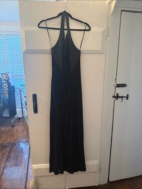 Black Halter Neck Maxi Dress with Sheer Paneling